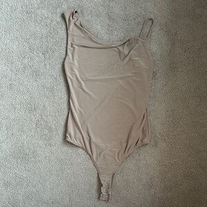 Beige One-Shoulder Bodysuit